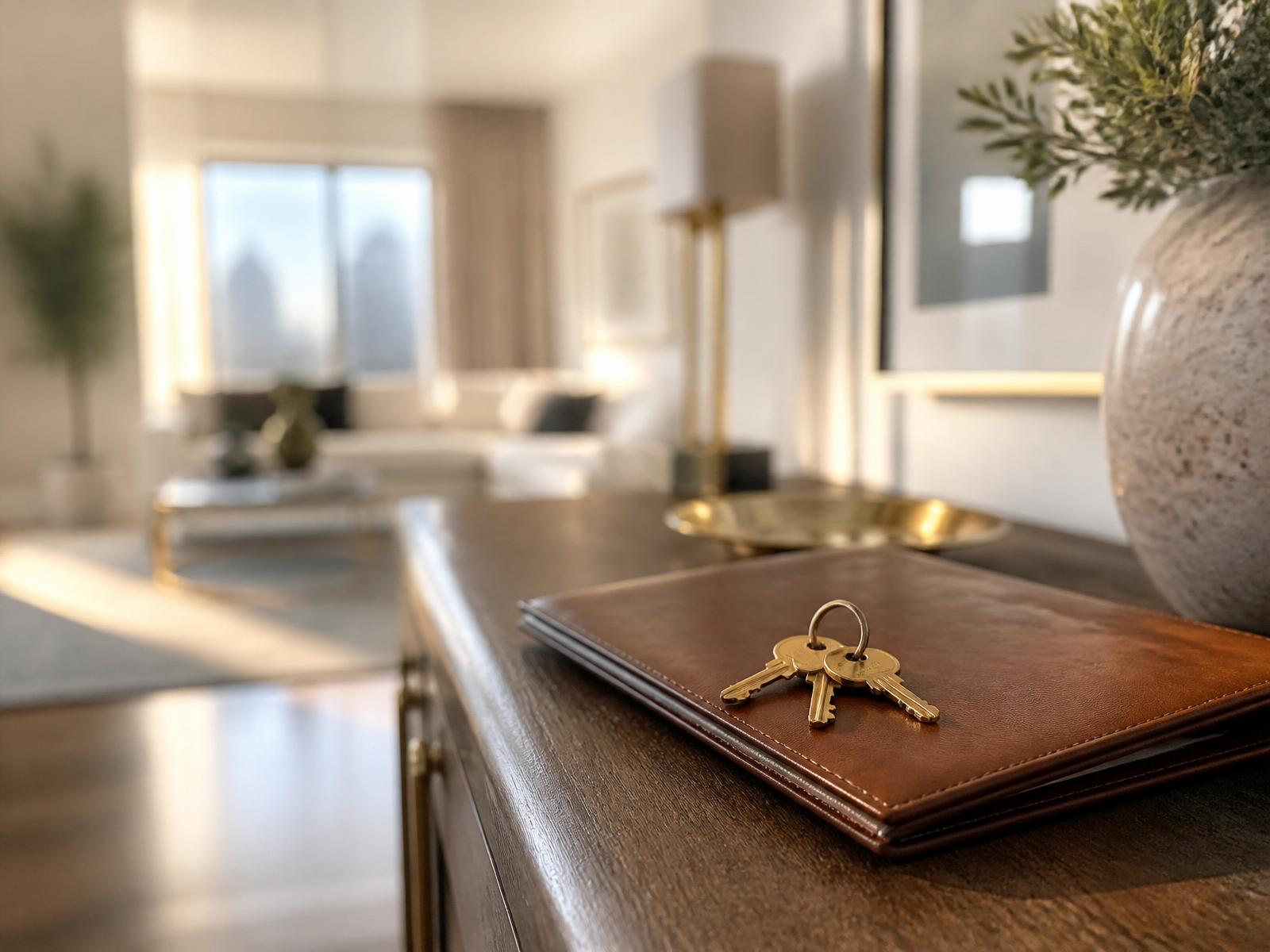 Sophisticated clients touring a premium modern villa